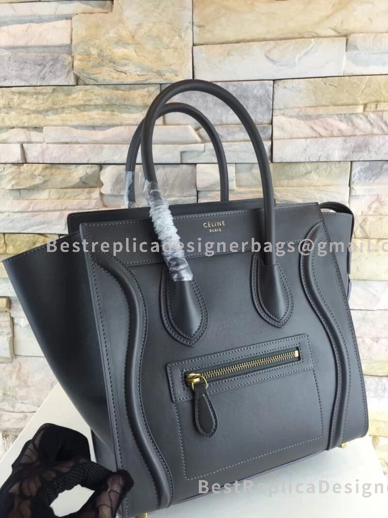 Celine Mini Luggage Bag In Grey Smooth Calfskin